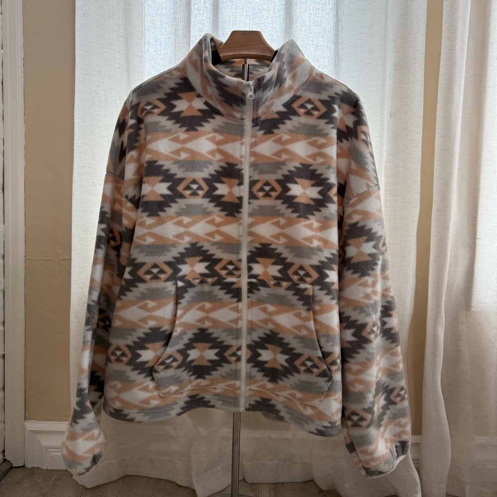 NWT In Good State Women's Southwestern Print Long Sleeve‎ Zipper Jacket Size 3XL